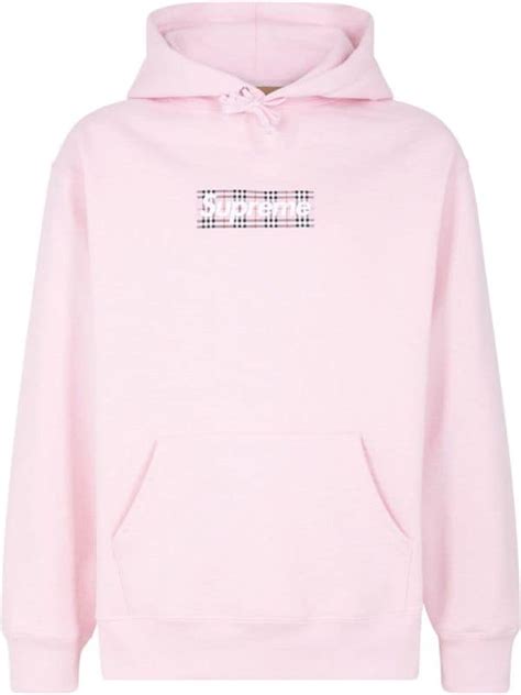 supreme Burberry hoodie pink